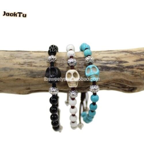 Summer howlite stone beads skull wrap bracelet christmas gift