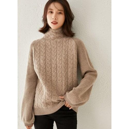 LHZSYY Turtleneck Wool Sweater Women Soft Warm 100%Wool Thicken 2020 Autumn Winter New High-end Wild Large size Cashmere Sweater