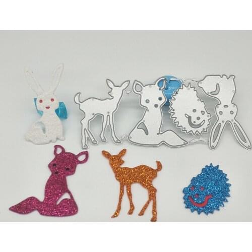4 animal rabbit, fox, deer, hedgehog Metal cutting knife mold Scrapbook stamps Paper card photo album decoration