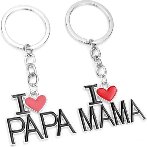 MQCHUN Newest Mama Papa Tag Engraved Family Pendant Keychain Red Black Mother Fathers Love Day Key Chains Family Jewelry-50
