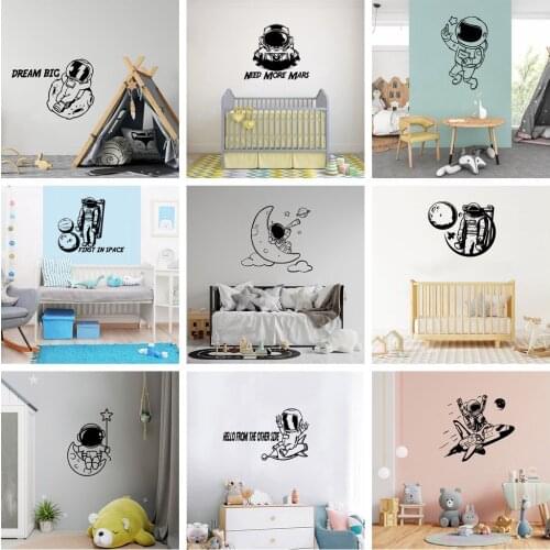 Cartoon Style Astronaut Pvc Wall Decals Home Decor Living Room Bedroom Vinyl Decals
