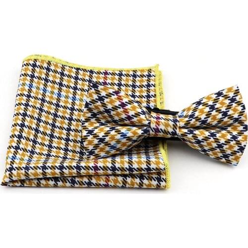 Soft Handkerchief Scarve Bowtie Set Vintage Geometric Floral Paisley Striped Banquet Pocket Square Butterfly Bow Accessory Gift