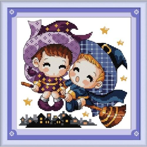 Fly with you cross stitch kits people cartoon baby lovers Aida count 14ct 11ct printed embroidery DIY handmade needlework supply