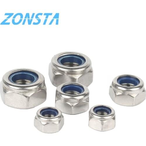 Nylon Lock Nuts M2 M2.5 M3 M4 M5 M6 M8 M10 M12 M14 M16 M20 304 Stainless Steel Hexagon Anti-Slip Automatic Lock Nut DIN985