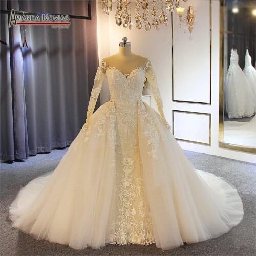 New model mermaid dress with detachable train wedding dress