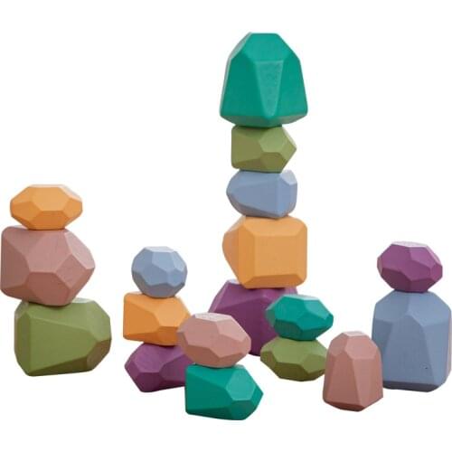 2021 New Wooden Stones Montessori Toy Ins Style Stacking Game Jenga Set Balancing Building Blocks Educational Toys Gifts