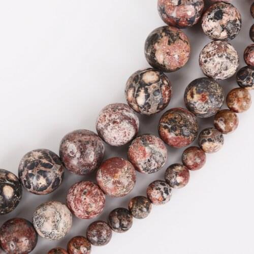 New Arrival Natural Leopard Stripes Stone Round Beads For Jewelry Making DIY Bracelet Necklace Strand15'' 4/6/8/10/12mm