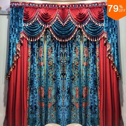 New European And American high-end Mediterranean Sea Super Luxury Palace Drapes Valance Super Designer curtains curtains