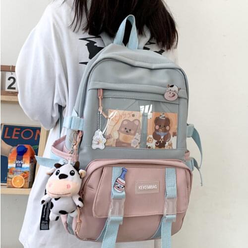 New Waterproof Nylon Women Backpack Female Travel Bag College Girls Boy Multi-pocket Schoolbag Laptop Backpack for Teenage Girls