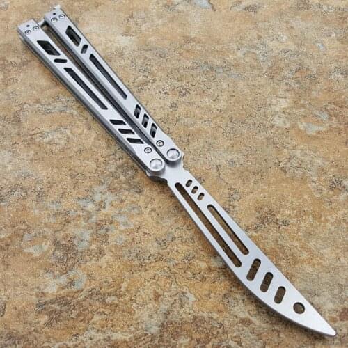 Barebones Butterfly in knife trainer knife pure steel 440C blade handle CNC hunting tactical folding pocket knife