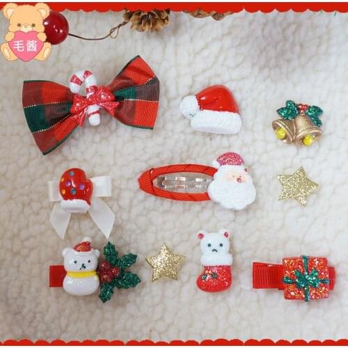 Hand made the original sweet Christmas clip lolita hairpin side small lolita headdress red