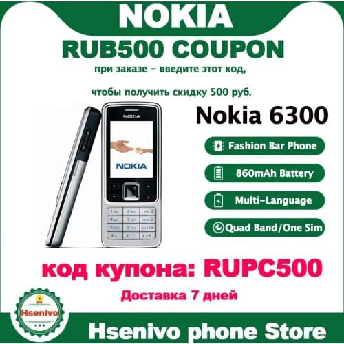 Hot sale~Nokia 6300 100% Original Unlocked Mobile Phone Unlocked 6300 FM MP3 Bluetooth Cellphone One Year Warranty Free shipping