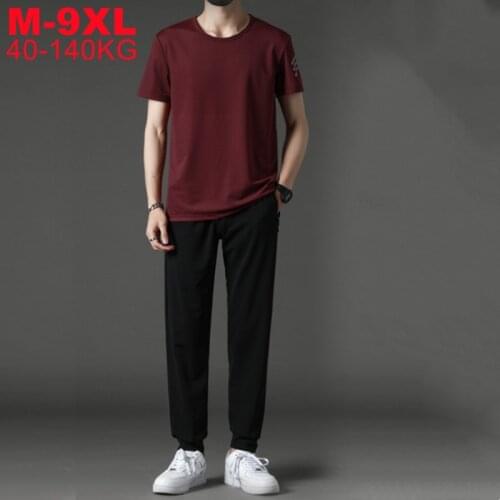 Oversized Male Sports Tracksuits T-shirts Sets Quick Dry Summer 2 Pieces Suits For Men Large Size 7xl 8xl 9xl Mens Sportwear