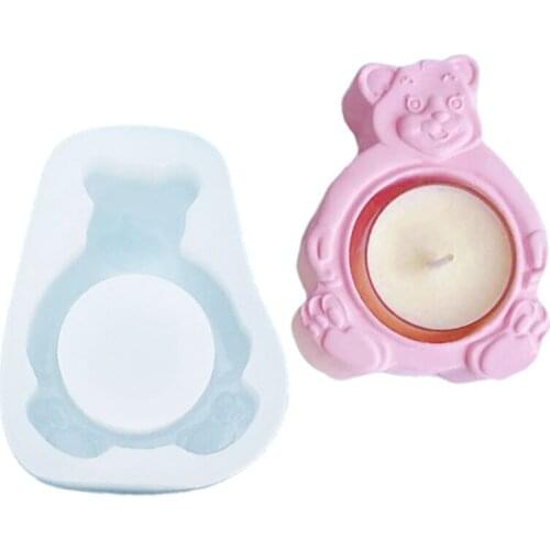 Bear Tea Wax Candlestick Silicone Mould Home Decorative DIY Crafts Candle Holder Casting Tool Crystal Epoxy Resin Mold