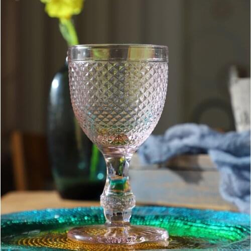 Festive Holiday Wine Glass 200-300ml Classical Wedding Decorative Cup Pink Goblet Whiskey Brandy Floating Point Barware Set