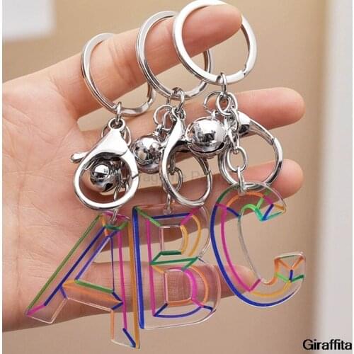 Simple And Creative English Alphabet Keychain Ladies Keychain Rainbow Word Handbags English Alphabet Keyring Ladies Bag Charm