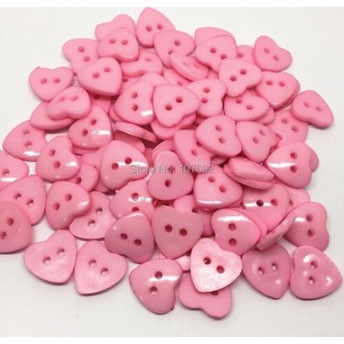 200pcs 15mm Pink Heart Buttons Nylon Sewing Button Craft Accessories Scrapbooking Embellishments
