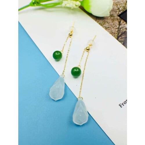 SHILOVEM 18k yellow gold Natural white Jasper drop earrings classic fine Jewelry women wedding gift new yz08150606hby
