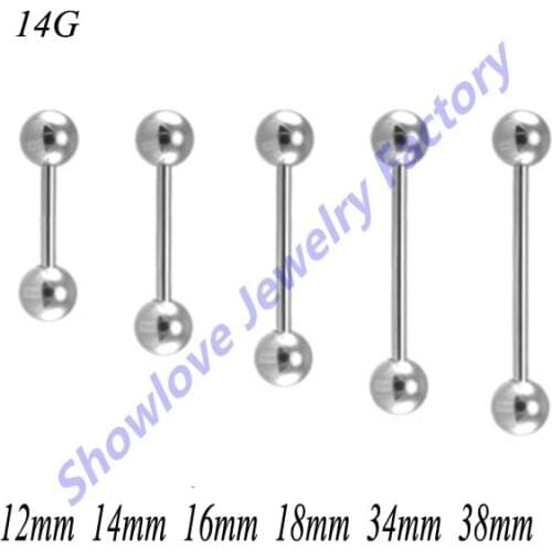 Showlove-100pcs/lot 14G Steel Industrial Bar Tongue Barbell Ringsb Nipple Bar Piercing Wholesale Body Jewelry