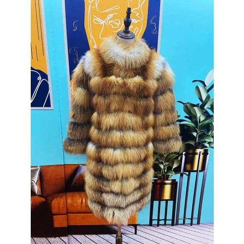 Aulande Fashion Natural Real Raccoon Silver Fox Fur Coat Womens Winter Fox Fur Jacket Vest Warm Thickening 2021 New