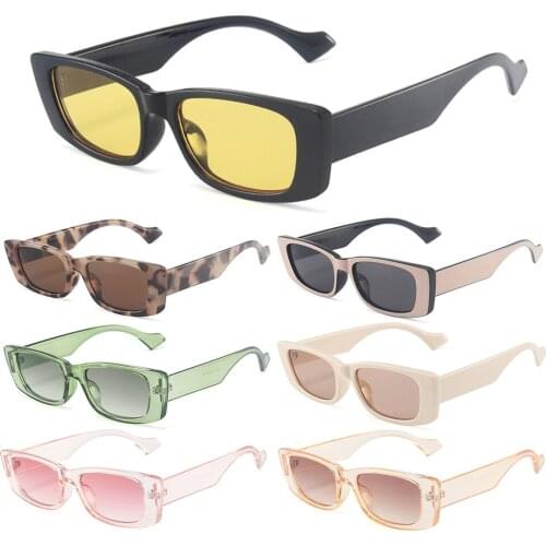 Ins Popular Summer Beach Shades Eyewear Driver Goggles Women Rectangle Sunglasses Retro Small Frame Sun Glasses Female Lady