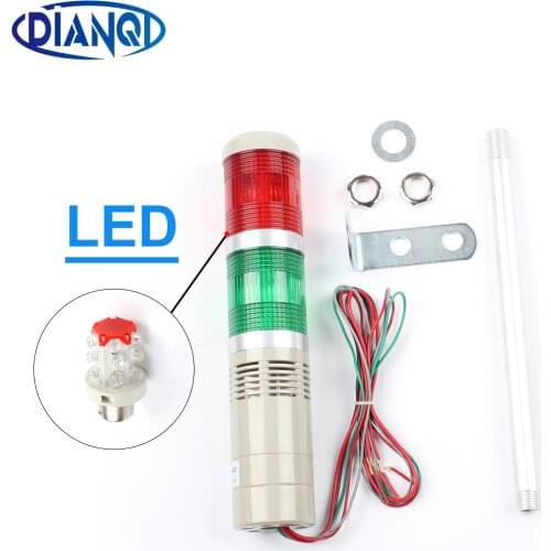 LED AC220V 110V DC 12V 24V Safety Stack Lamp Red Green Yellow Flash Industrial Tower Signal Light LTA-505 Red and green 2 layer
