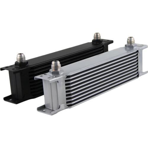 Universal Aluminum 10 Row AN8 Engine Oil Cooler 3/4" UNF-16 Black/SILVER
