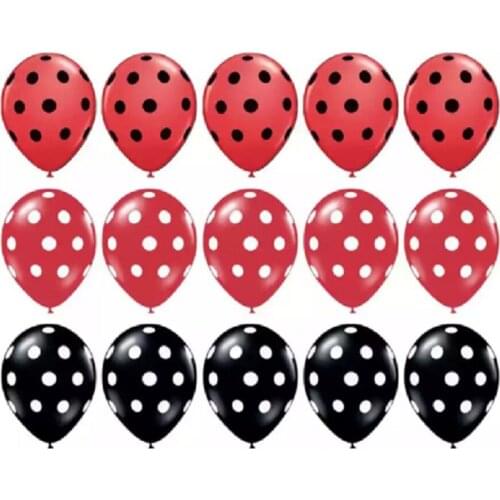 12pcs/llot Black Red Spot Polka Dot Latex Balloons Globos Party Birthday Balloon Wedding Party Decorations Air Balls