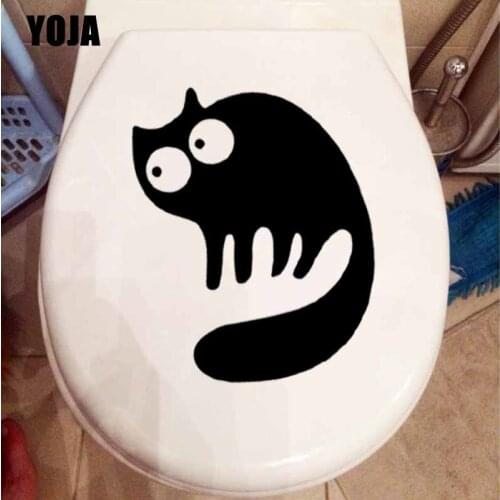 YOJA 18.9X24.4CM Funny Cats Lovely Wall Stickers Toilet Decals Kids Room Decoration T5-0124