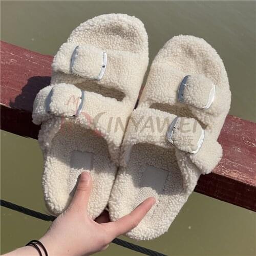 Womens Soft Sandals Comfortable Flat Open Toe Beach Shoes New 2021 Collection For Summer And Fall Fur Slippers Wool Shoes