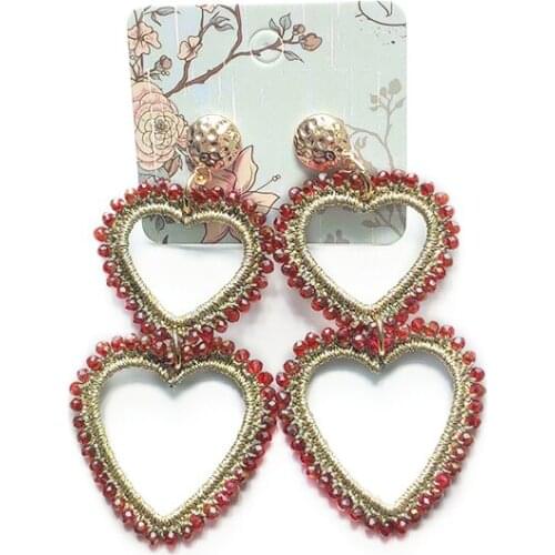 Women heart pendant earrings exquisite fashion faceted crystal beads Big Earrings Christmas Gifts 2020 Boucle Oreille Femme