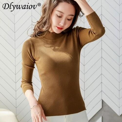 Half turtleneck sweater women 2020 Knit pullovers sweater Jumper Fall Ladies sweater New winter sweaters Female Tops Pull Femme