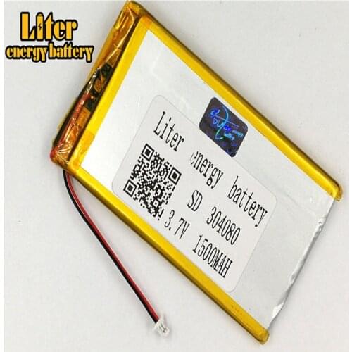 1.0MM 2pin connector 304080 3.7V 1500mah Ultra-thin polymer lithium battery outdoor lighting e-books GPS PDA