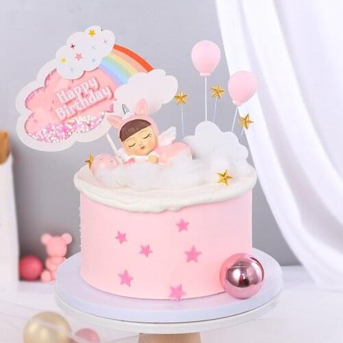 1PC Sequin Rainbow Cloud Cake Topper Baby Shower Birthday Cake Flags Party Supplies For Baking Lovely Gifts