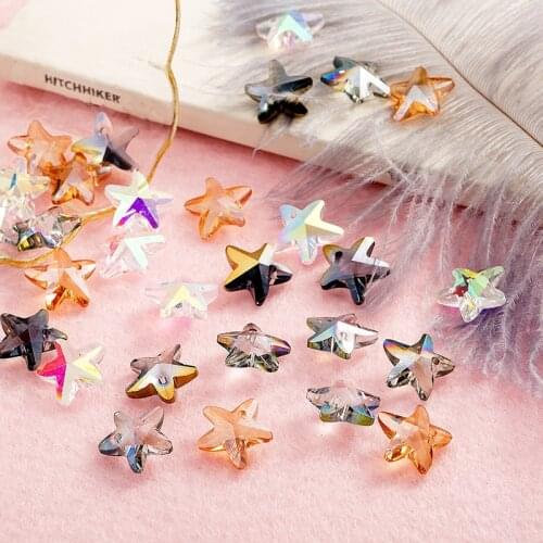 10pcs 14mm Multicolor Crystal Beads Handmade Starfish Shape Beads Charm Glass Bead Loose Spacer Bead For DIY Jewelry Making