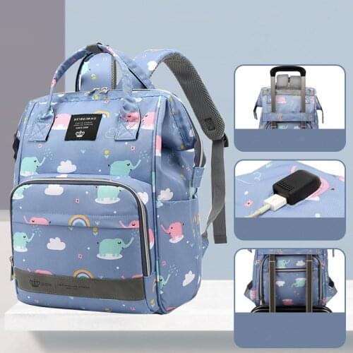 2020 Fashion USB Diaper Bag Baby Care Lovely Large Backpack for Mom Mummy Maternity Wet Bag Waterproof Baby Pregnant Bag