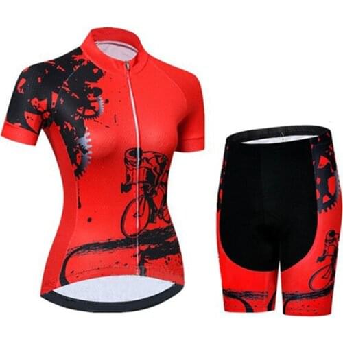 2021 New Summer Womens Cycling Jersey Sets Bike Sportwear Breathable Bicycle Clothing Pants MTB Suit 9D Gel Pad Ropa Ciclism