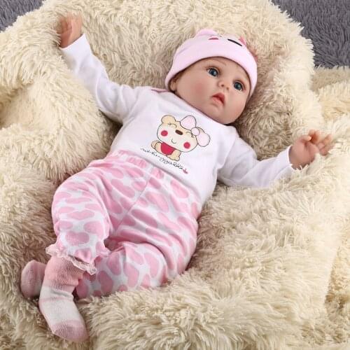 55CM 1 SET Cute Kids Reborn Baby Doll Soft Lifelike Newborn Doll Girls Toy Birthday Gifts For Child Bedtime Early Education