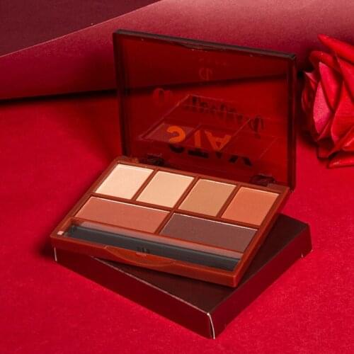 6 Color/Set Eyeshadow Palette Earth Color Pumpkin Color Small Portable Eye Shadow Matte Daily Waterproof Eye Makeup Beauty TSLM1