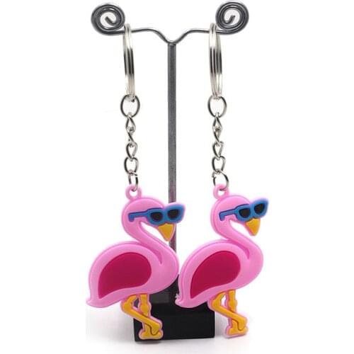 6pcs/lot Flamingo Rubber Keychains Birthday Party Decorations Kids Wedding Decorations Tropical Beach Party Favors Baby Shower