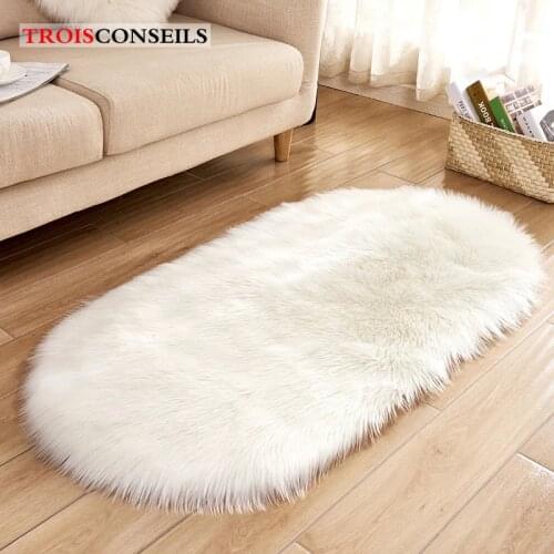 80*180 Oval Soft Faux Fur Carpet Sheepskin Area Mat Home Living Room Decor Rugs Bedroom Absorb Water Mat Super Shaggy Plush Rugs