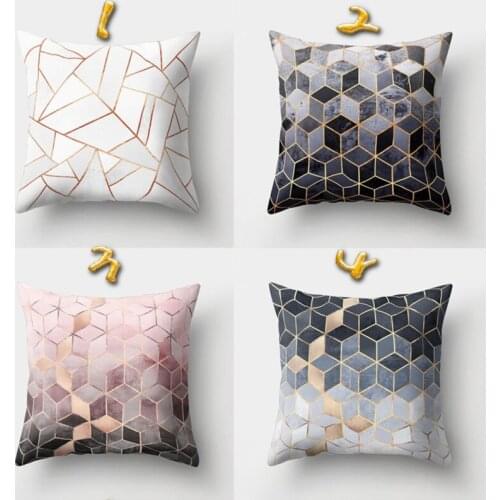 44cm*44cm Geometric Pillow Case Waist Square Decorative Pillow Cover Peach Skin Pillowcases Bedroom Home Office Decorative