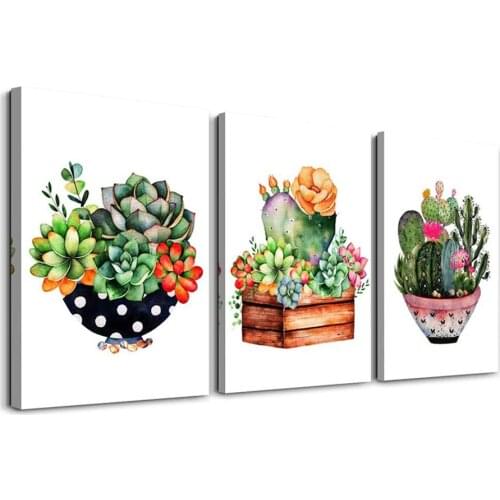 Cactus And Succulents DIY 5D Diamond Painting 3Pcs Full Drill Round Square Diamond Art Mosaic Embroidery Decor N1247