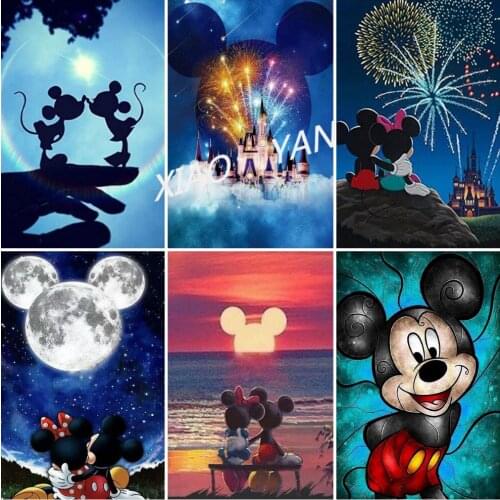 5D DIY Diamond Painting Mickey Minnie Image and More Pictures Full Circle Diamond Embroidery Handmade Interior Decoration Disney