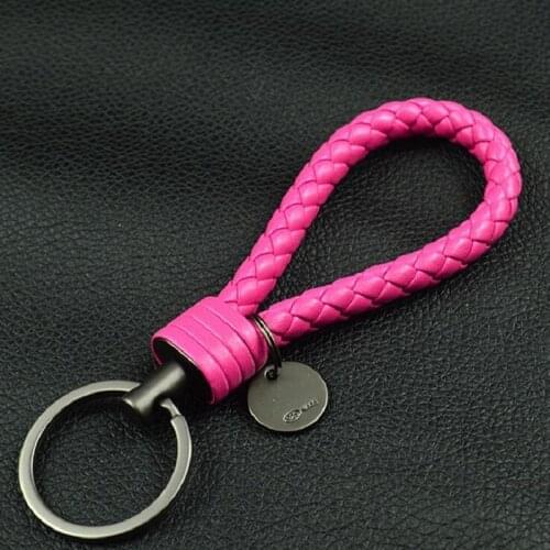 Woven leather rope event small gift keychain accessories men and women car pendant metal key ring