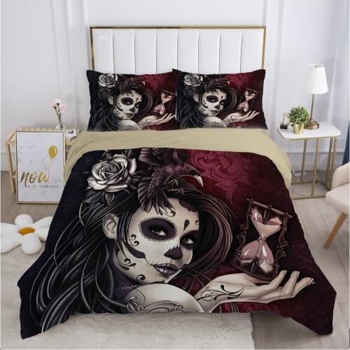Skull Woman lady Duvet cover set 240x220 200x200 Bedding set Twin Queen King Double Bed linens Quilt cover Bedclothes hourglass