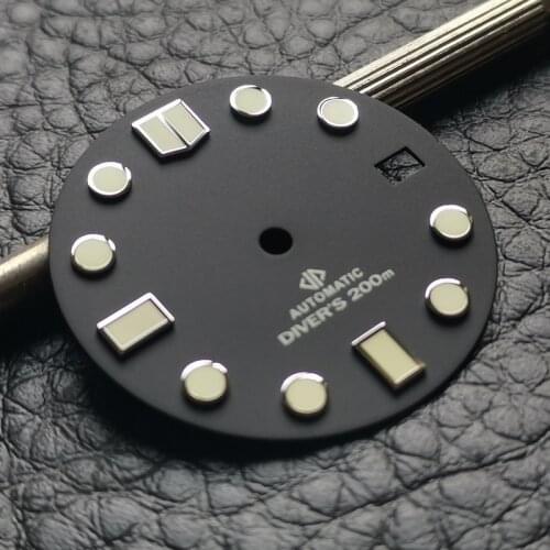 Mod SKX007 Sterile Black Watch Dial Super Luminous Date Window Fit For Japan NH35A/NH36A Movement