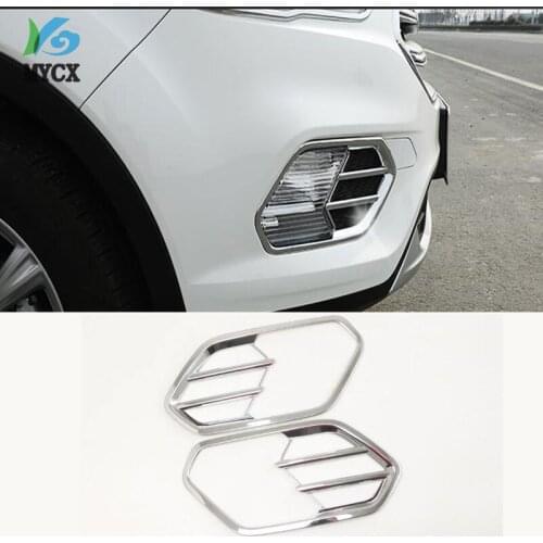 For Ford Escape Kuga 2017 2018 Chrome Front Head Fog Light Lamp Cover Trim Foglight Bezel Bumper Garnish Frame Molding Styling