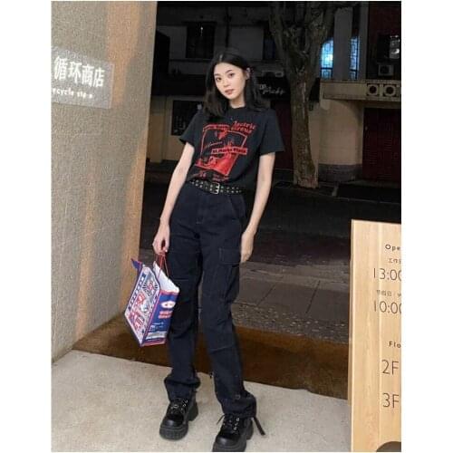 Gothic Top Harajuku Womens Pattern T-shirt Summer Round Neck Casual T-shirt Gothic Clothes Short Sleeve Y2k