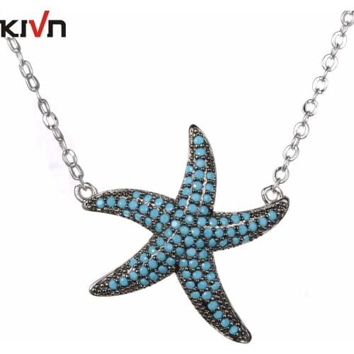 KIVN Fashion Jewelry Starfish CZ Cubic Zirconia Womens Girls Wedding Bridal Pendants Necklaces Mothers Birthday Christmas Gifts